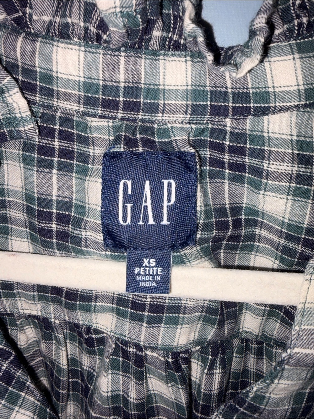 GAP Plaid Ruffle-Trim Button-Down Top - Picture 3 of 4